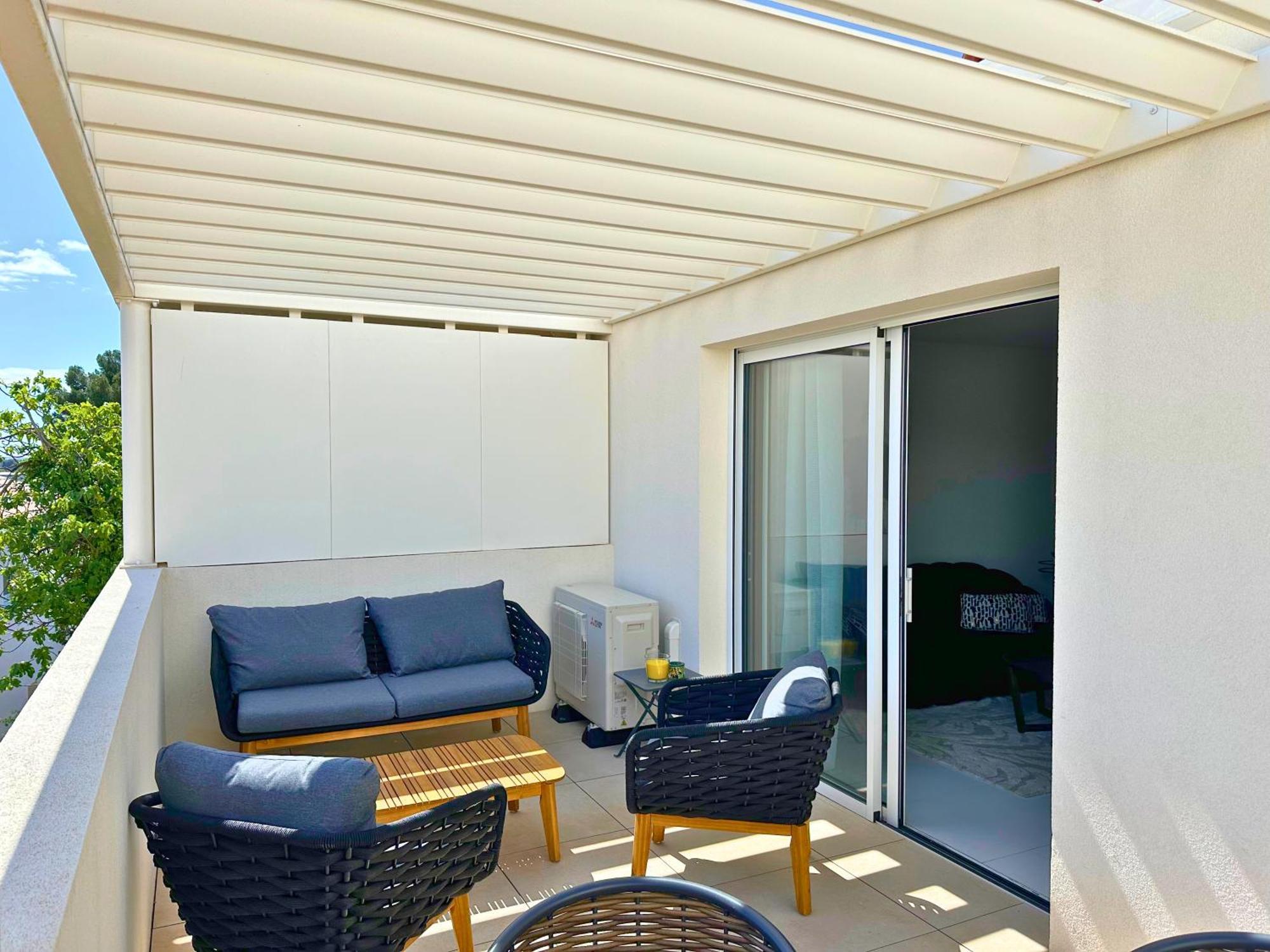 Le Square D'Evan - Appartement De Standing - Grande Terrasse Exterieure - Climatisation Saint-Aunes Bagian luar foto