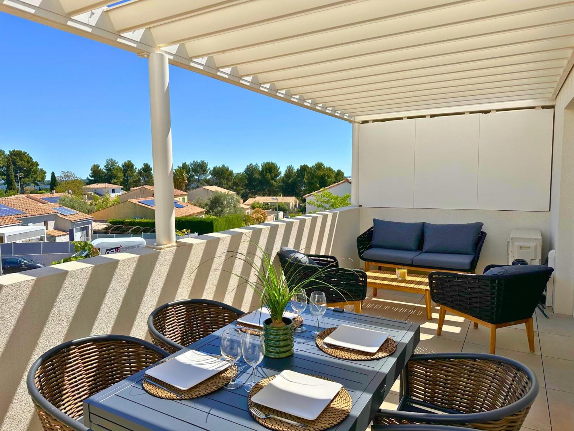 Le Square D'Evan - Appartement De Standing - Grande Terrasse Exterieure - Climatisation Saint-Aunes Bagian luar foto